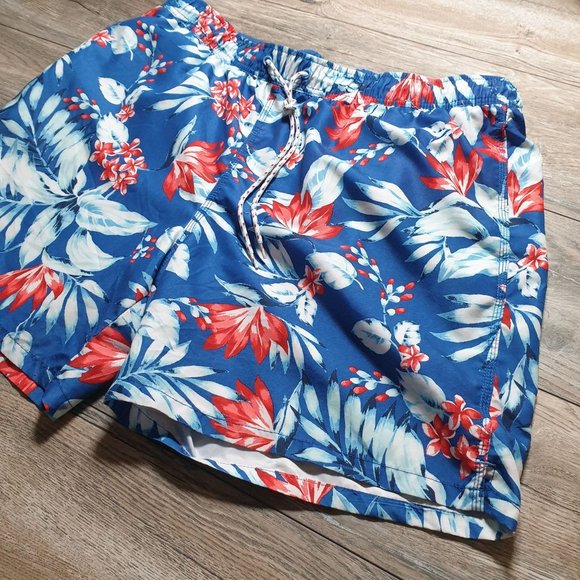 Goodfellow Men XL Swim Suit Trunks Tropical Hawaiian Beach Pool LINING REMOVED - Picture 3 of 8